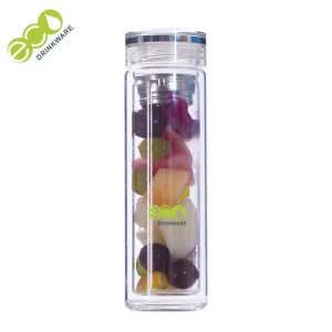 450ml Double Wall Glass Water Bottle with Cover