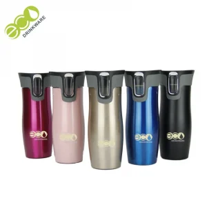 Food grade Contigo style button release water 500ml double wall stainless steel flask