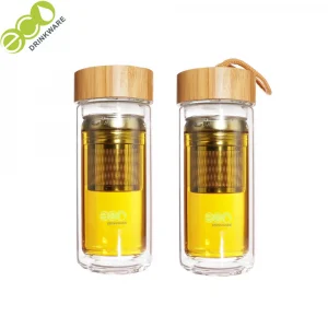 Wholesale custom logo 500ml double wall glass infuser water drinking bottle