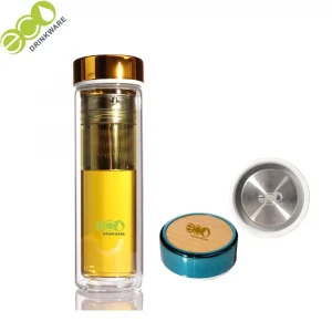 500ml Eco-friendly glass material double wall drinking water filter bottle tea flask