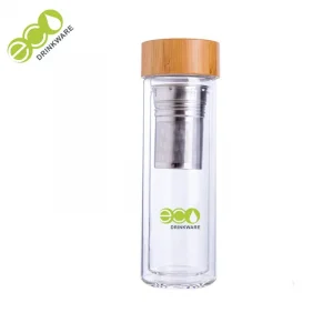 Bouteille d'eau filtrée à double paroi en verre écologique de 350ml avec votre propre logo
