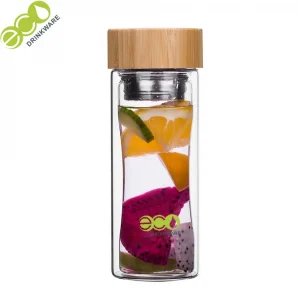 350ml BPA free eco friendly high borosilicate double wall tea infuser bottle