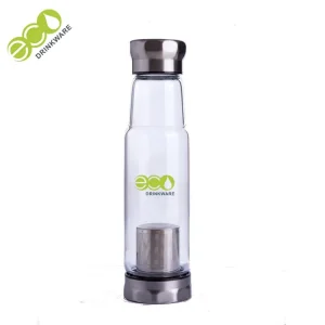 Custom logo single wall borosilicate glass water bottle