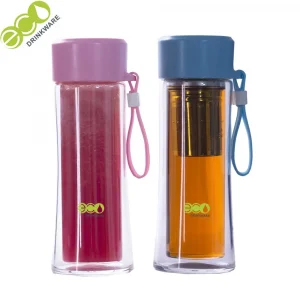 300ml personalized Wholesale fashion BPA free eco friendly easy clean Double wall glass water bottle