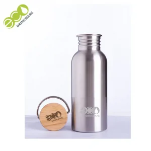 GS002 500ml Bouteille d'eau en acier inoxydable 18/8 à simple paroi avec couvercle en bambou