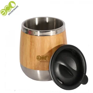 Custom Logo 400ml Steel Bamboo Travel Mug Bamboo Tumbler
