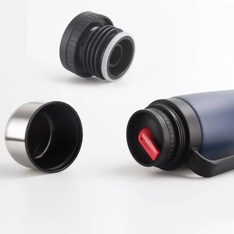 gv017 garrafa térmica de parede dupla em aço inoxidável, segura para alimentos, com pega