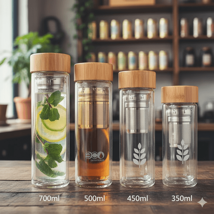 different size glass infuser bottle