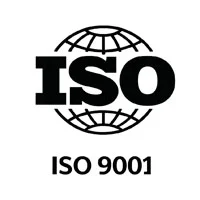ISO 9001 certification logo featuring the text 'ISO' on a globe design and the label 'ISO 9001' below.