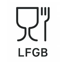 LFGB certification icon showing a wine glass and fork symbol, representing food safety standards.