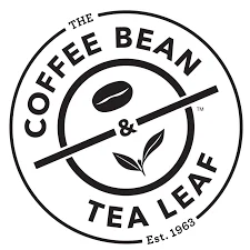 The Coffee Bean & Tea Leaf logo featuring a coffee bean, tea leaf, and circular branding, established in 1963.