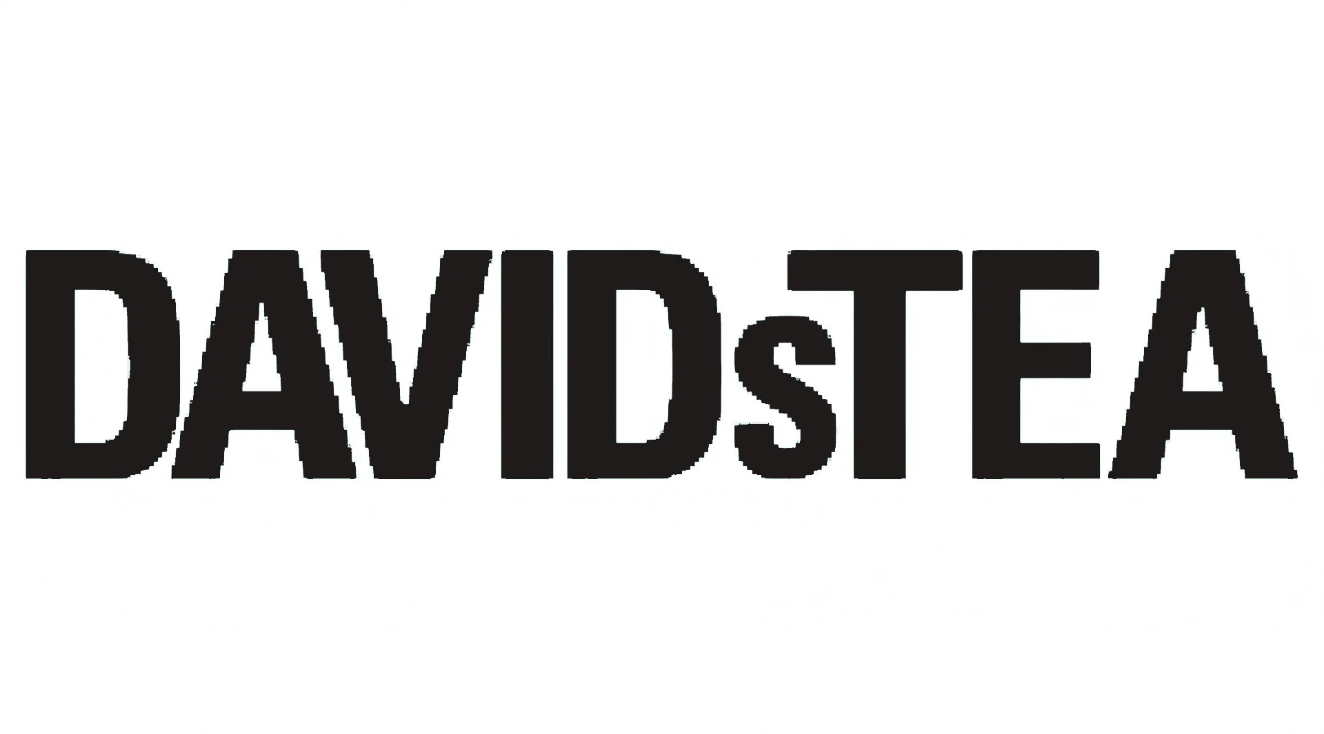 Bold black text reading 'DAVIDsTEA' on a white background, representing the minimalist logo design of the tea company.