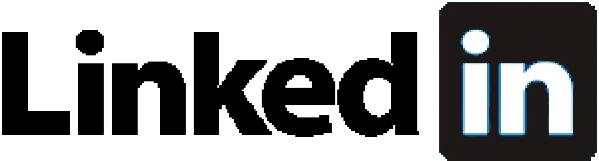 LinkedIn logo featuring black text with a bold 'in' inside a black square.