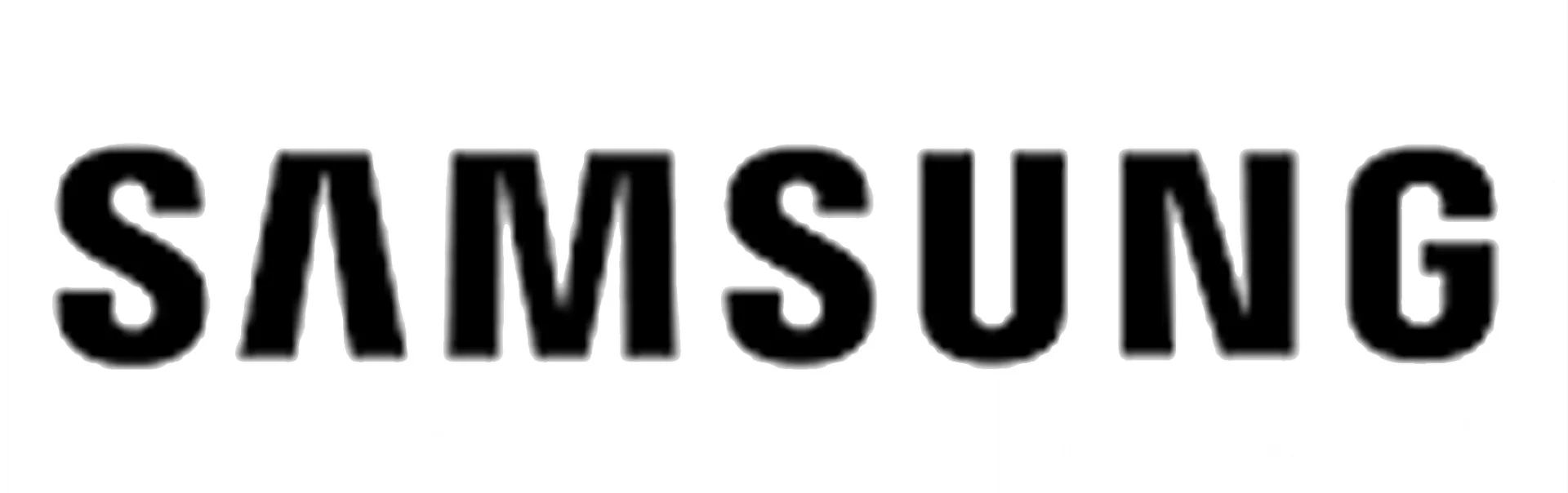 Black Samsung text logo on a white background representing the company brand identity.