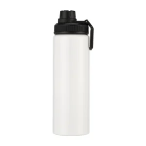 White sublimation aluminum water bottle with leakproof sports lid