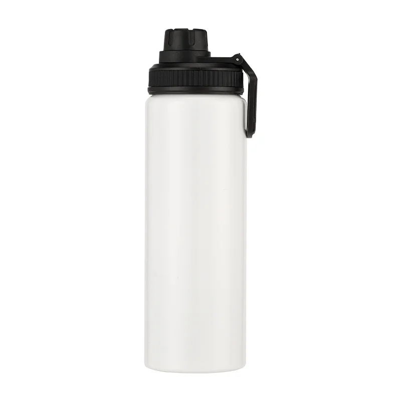 White sublimation aluminum water bottle with leakproof sports lid